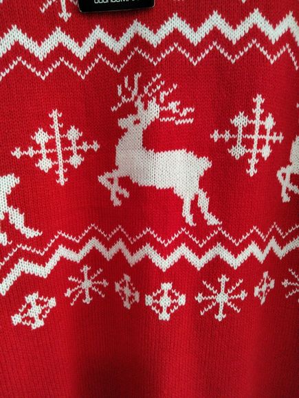 Boohoo Man Christmas Jumper Size 3xl Long Sleeved Red Rain deer - Picture 4 of 7